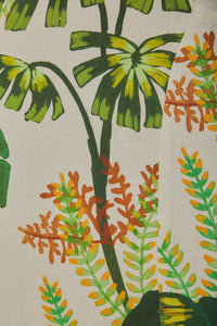 Robe longue à franges Tropical Forest en lin - Vert