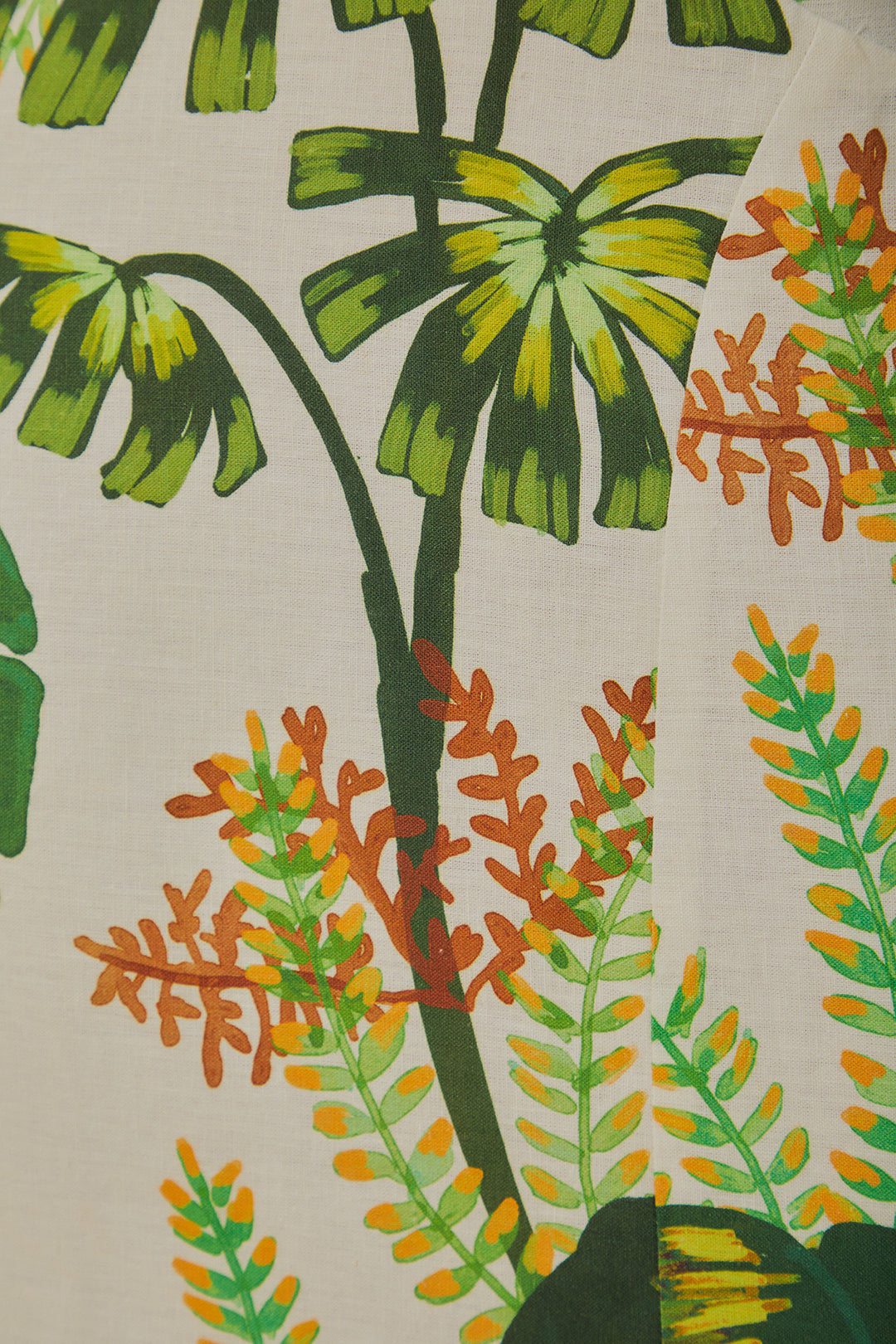 Robe longue à franges Tropical Forest en lin - Vert