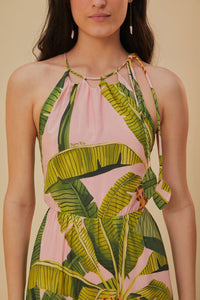 Robe longue Banana Leaves sans manches en coton - Vert
