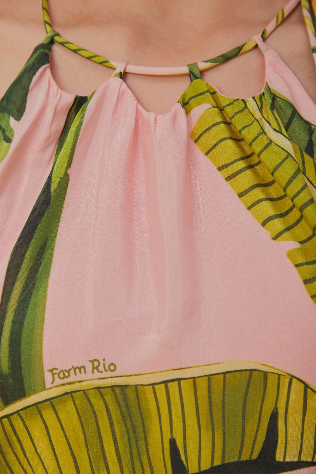 Robe longue Banana Leaves sans manches en coton - Vert