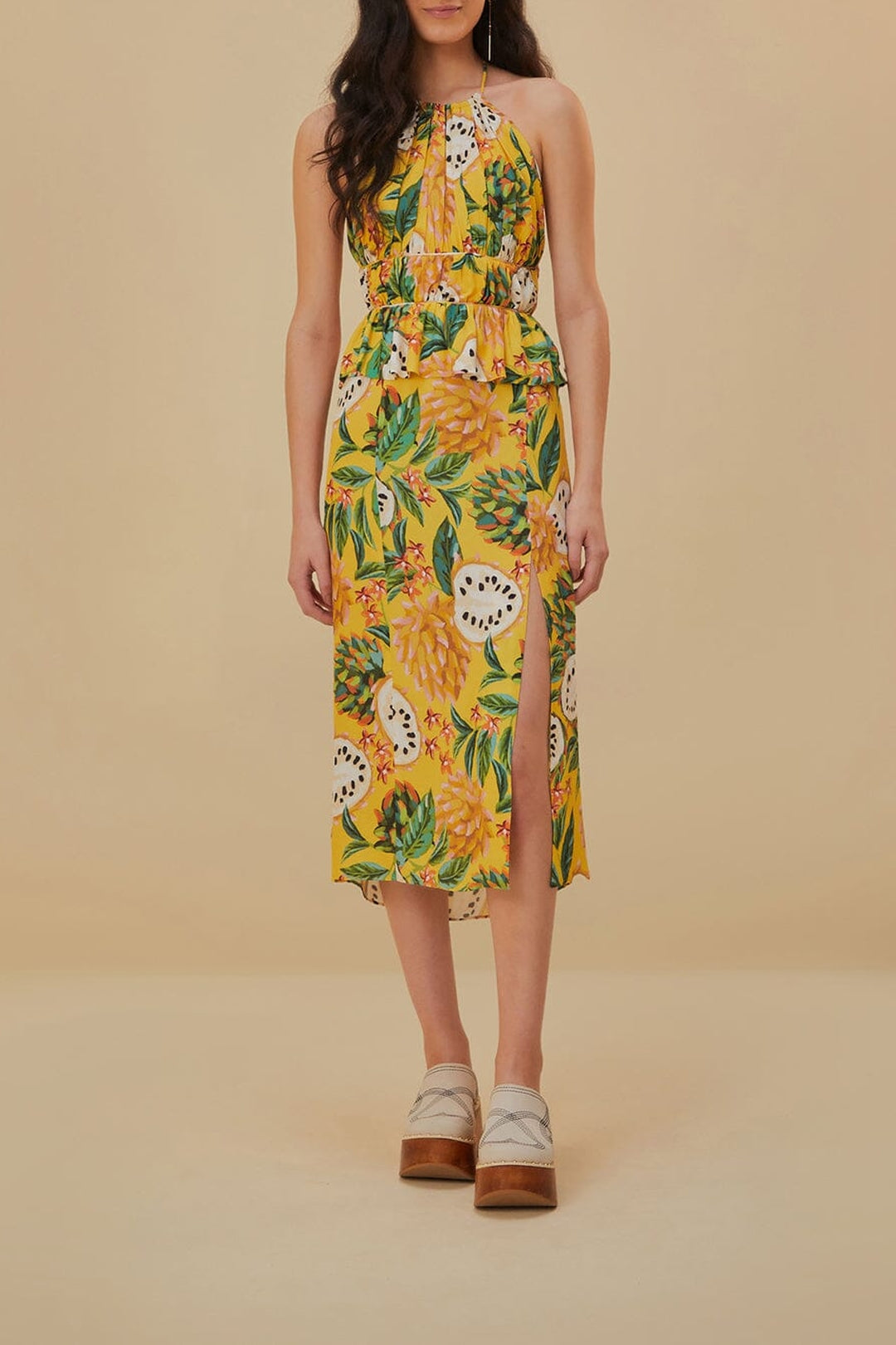 Robe midi sans manches Biriba - Jaune