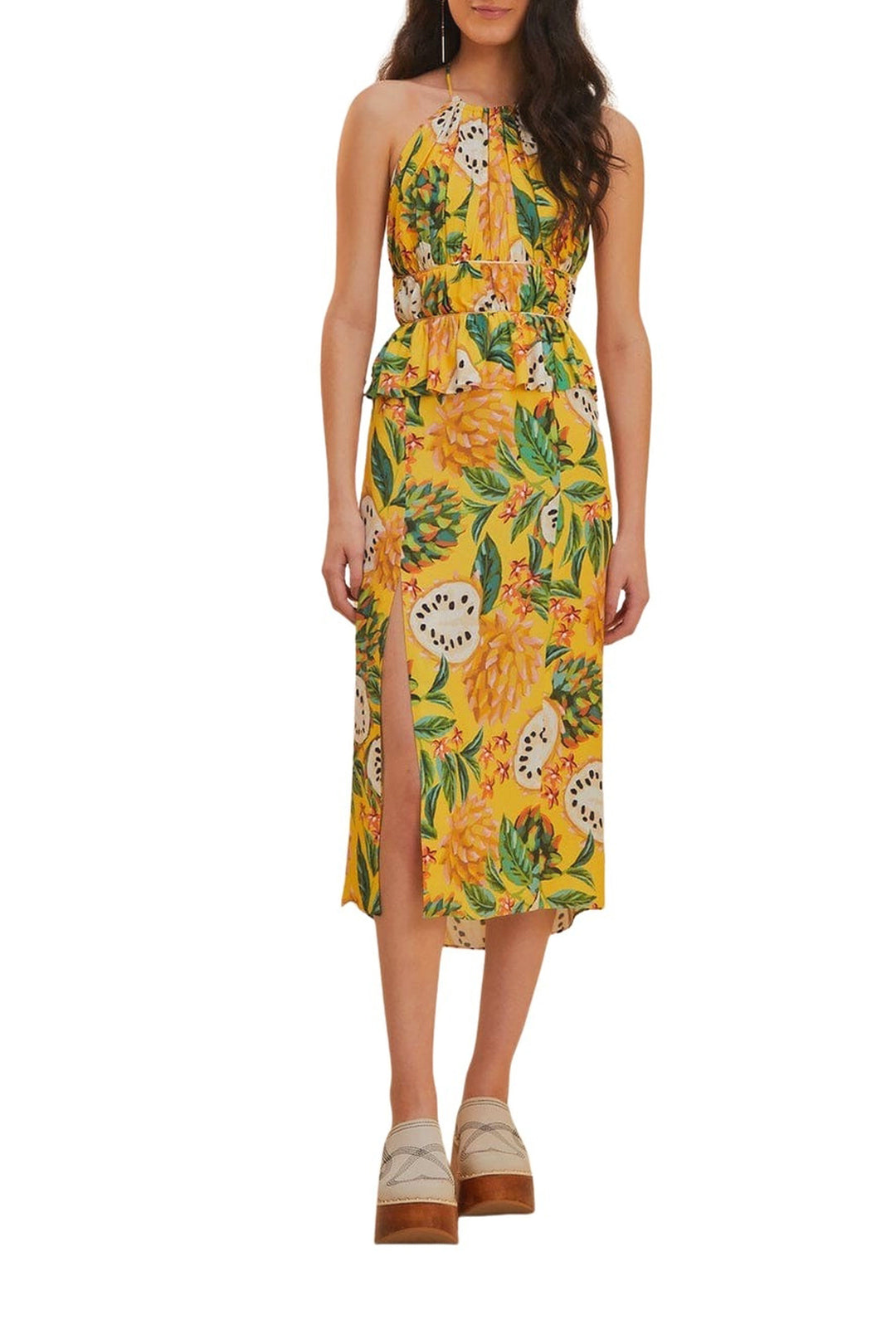 Robe midi sans manches Biriba - Jaune