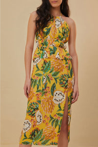Robe midi sans manches Biriba - Jaune