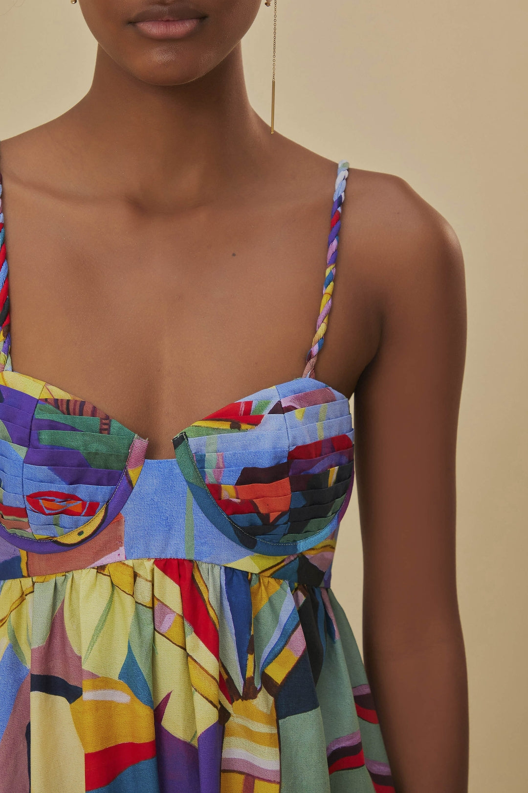 Robe longue Tropical Scenario sans manches en coton - Multicolore