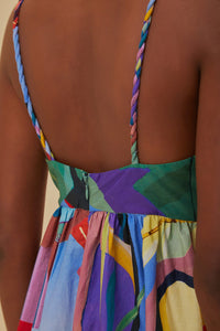 Robe longue Tropical Scenario sans manches en coton - Multicolore