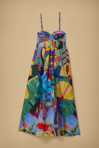 Robe longue Tropical Scenario sans manches en coton - Multicolore