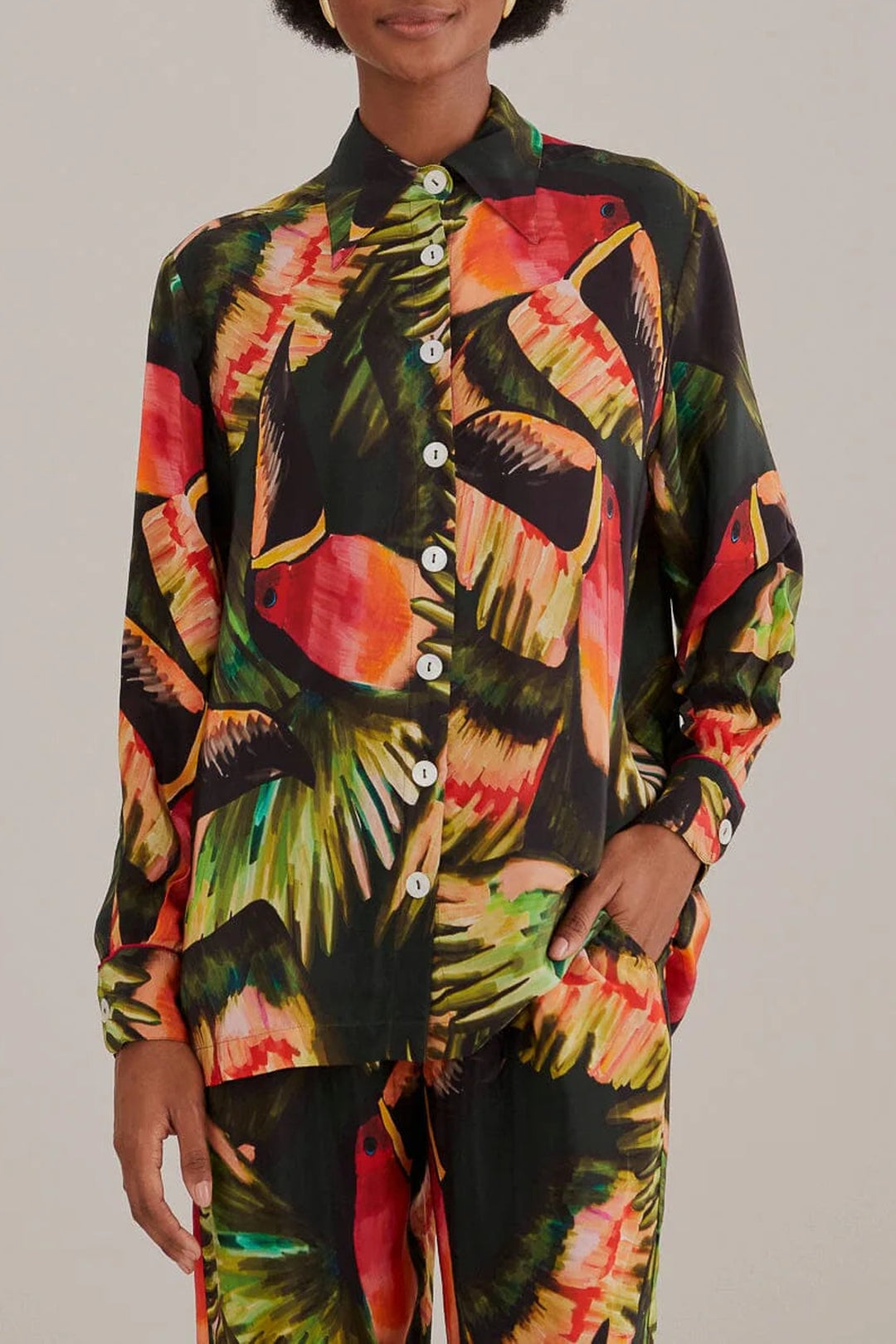 Chemise Painted Toucans - Vert