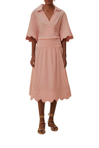 Robe midi Light Pink Heart à motif en coton - Rose