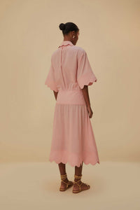 Robe midi Light Pink Heart à motif en coton - Rose