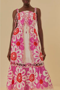 Robe midi Maia sans manches en coton - Rose