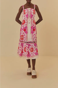 Robe midi Maia sans manches en coton - Rose