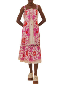Robe midi Maia sans manches en coton - Rose