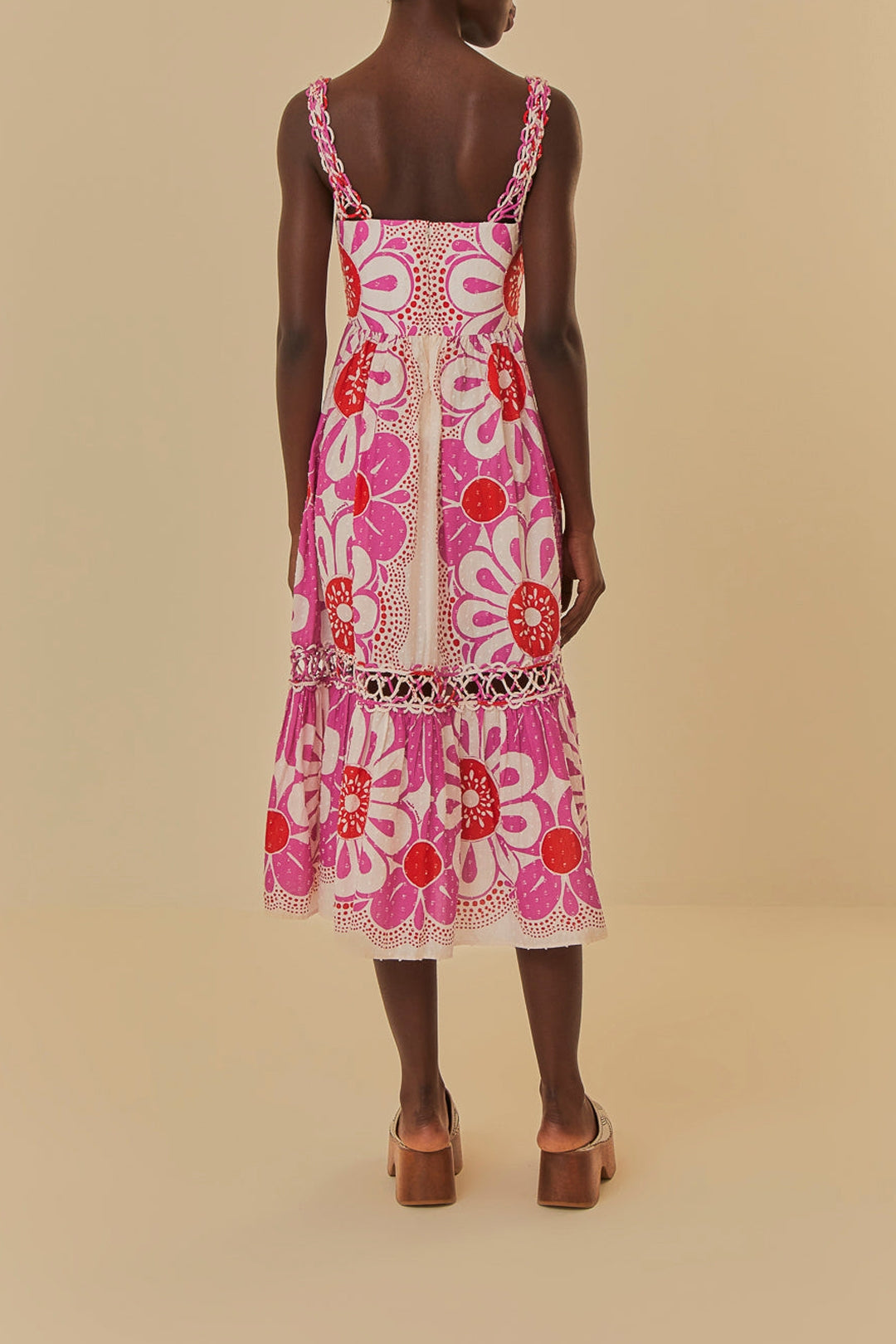 Robe midi Maia sans manches en coton - Rose