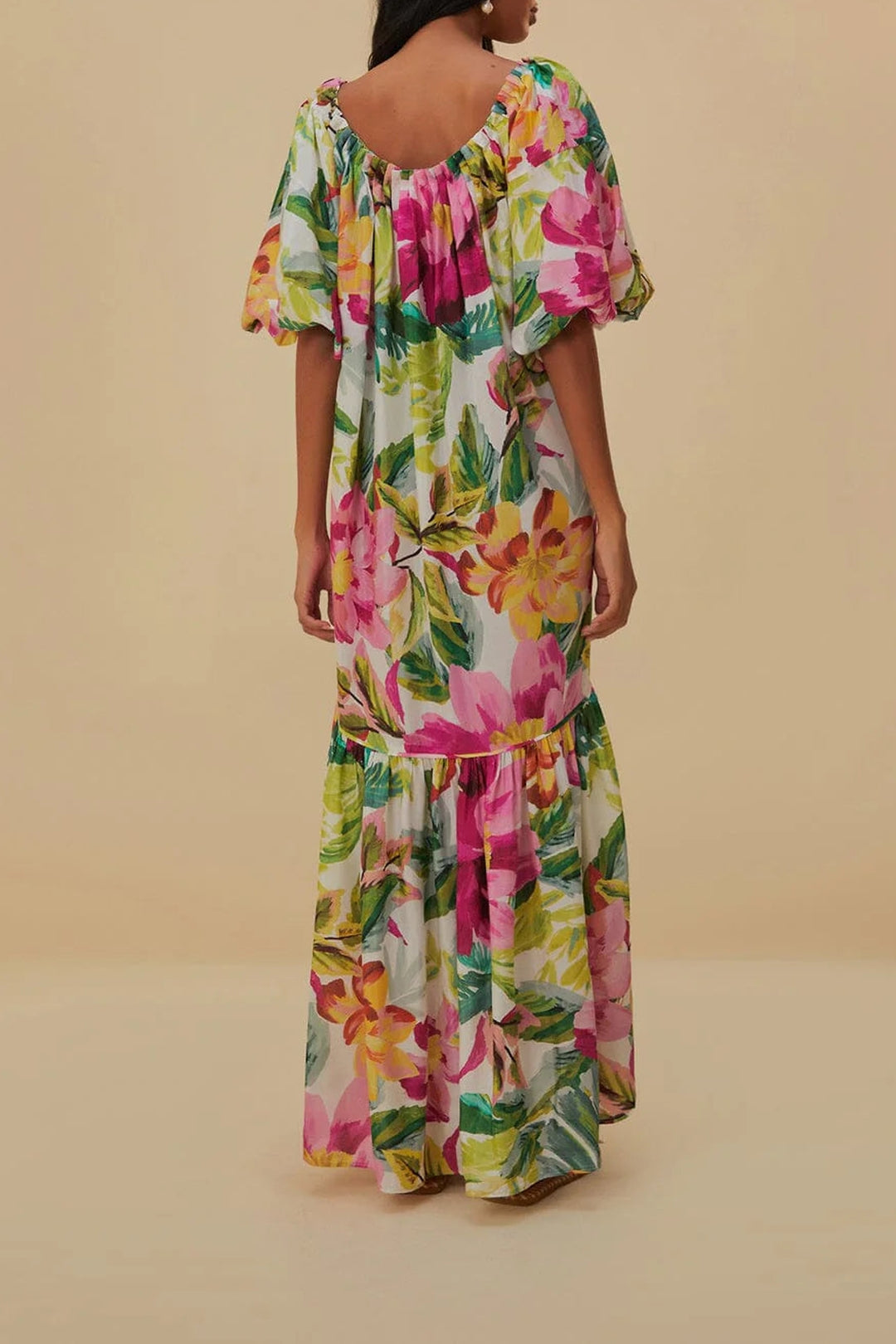 Robe longue à épaules dénudées en coton - Rose