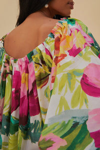 Robe longue à épaules dénudées en coton - Rose
