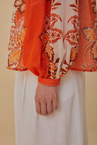 Blouse Aura à manches longues avec détails en coton - Orange