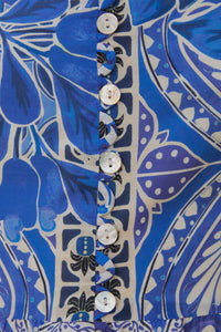 Blouse Tile Dream à manches courtes en coton - Bleu