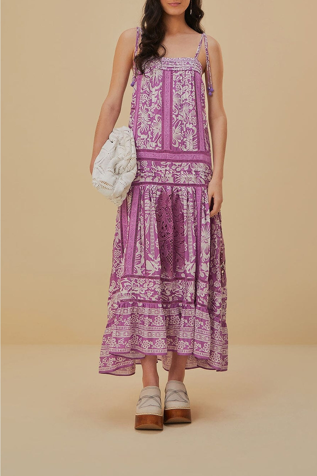 Robe longue Sweet Garden sans manches en coton - Violet