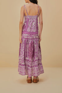 Robe longue Sweet Garden sans manches en coton - Violet
