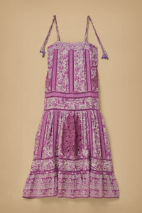 Robe longue Sweet Garden sans manches en coton - Violet