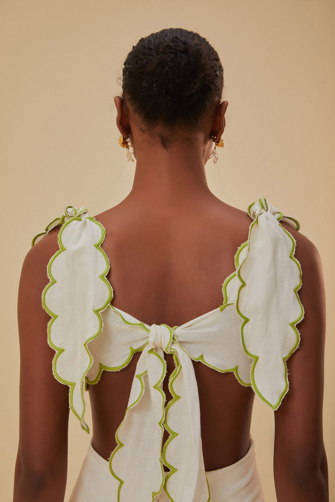 Robe longue Tropical Romance en lin - Blanc