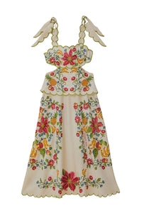 Robe longue Tropical Romance en lin - Blanc