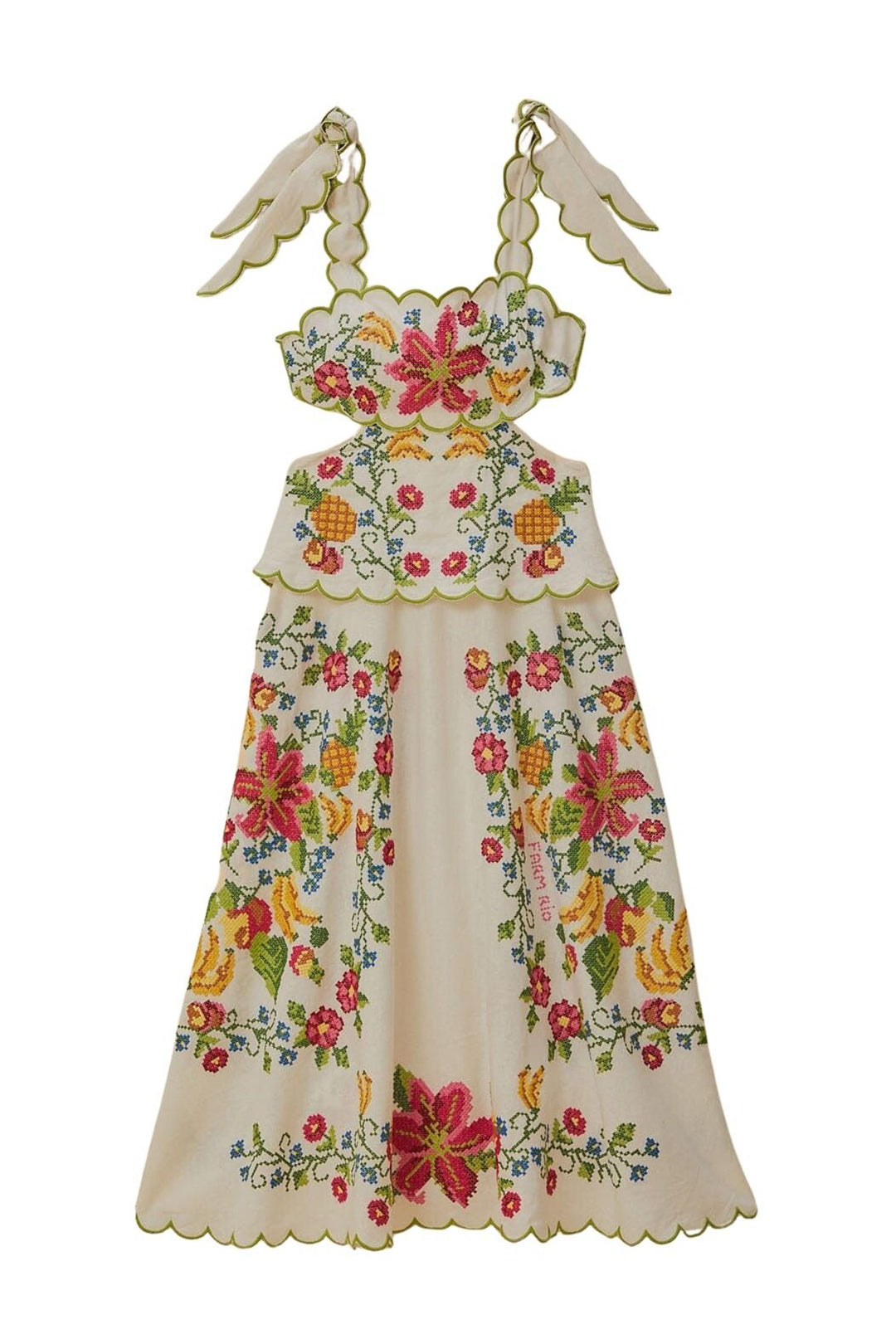 Robe longue Tropical Romance en lin - Blanc