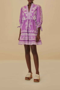 Robe courte Sweet Garden en coton - Violet