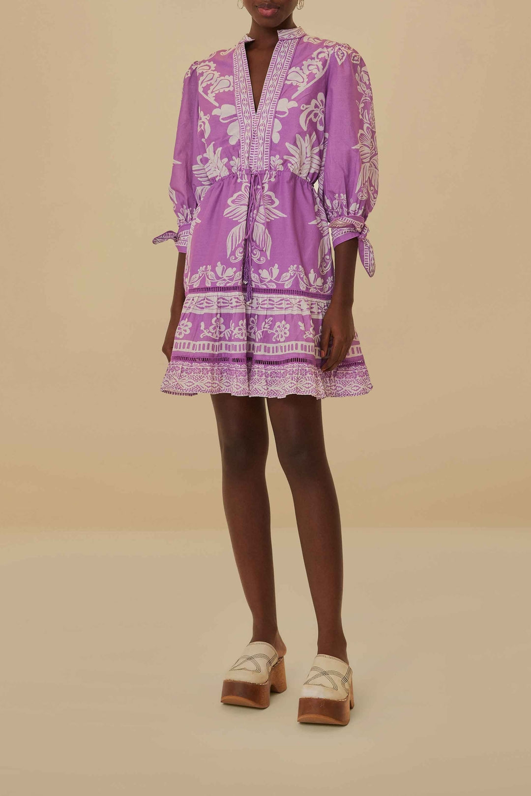 Robe courte Sweet Garden en coton - Violet
