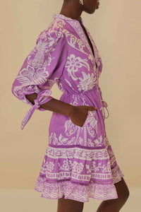 Robe courte Sweet Garden en coton - Violet