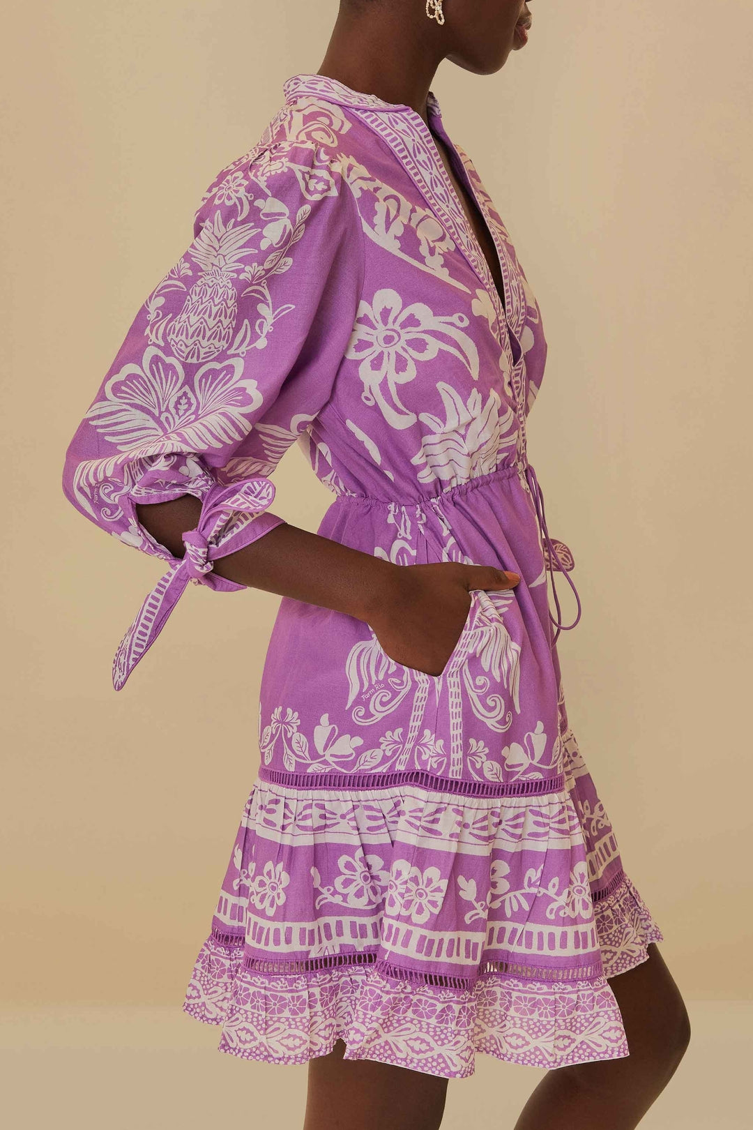 Robe courte Sweet Garden en coton - Violet