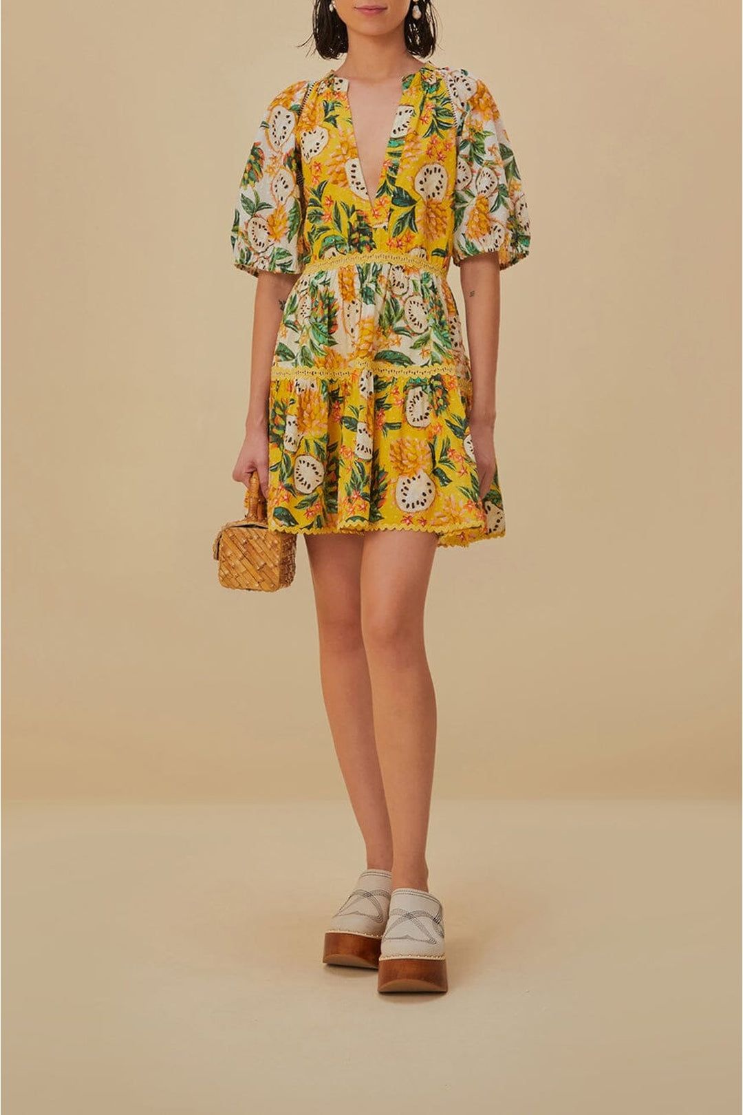 Robe courte Biriba Mix en coton - Jaune