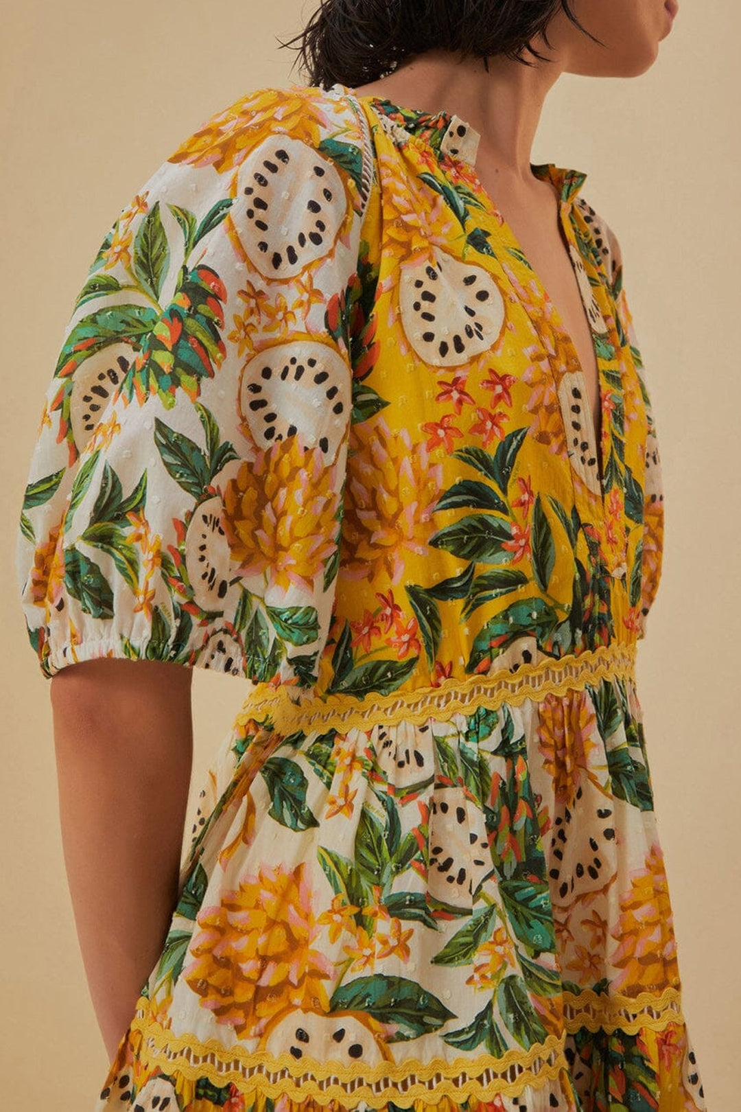 Robe courte Biriba Mix en coton - Jaune