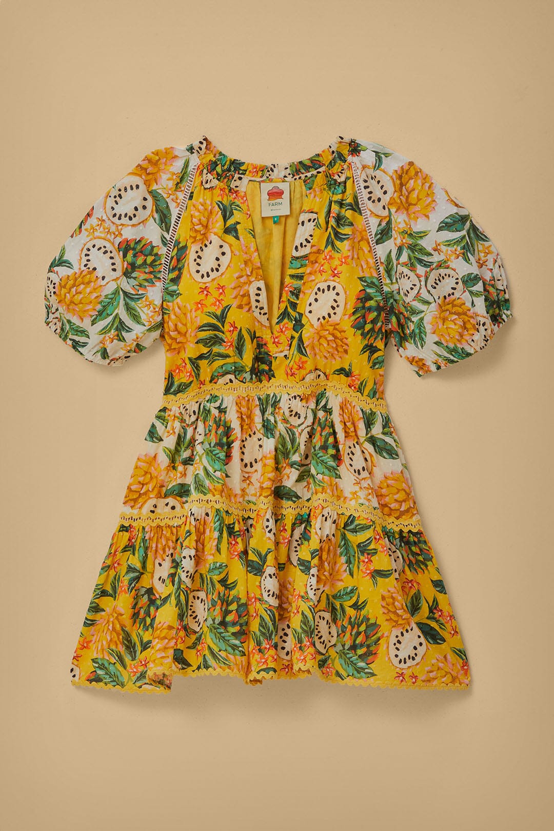 Robe courte Biriba Mix en coton - Jaune