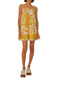 Robe courte Aura Floral en coton - Jaune