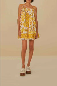 Robe courte Aura Floral en coton - Jaune
