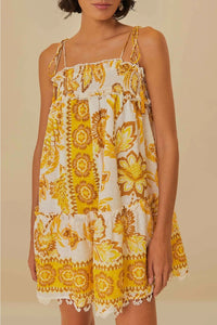 Robe courte Aura Floral en coton - Jaune