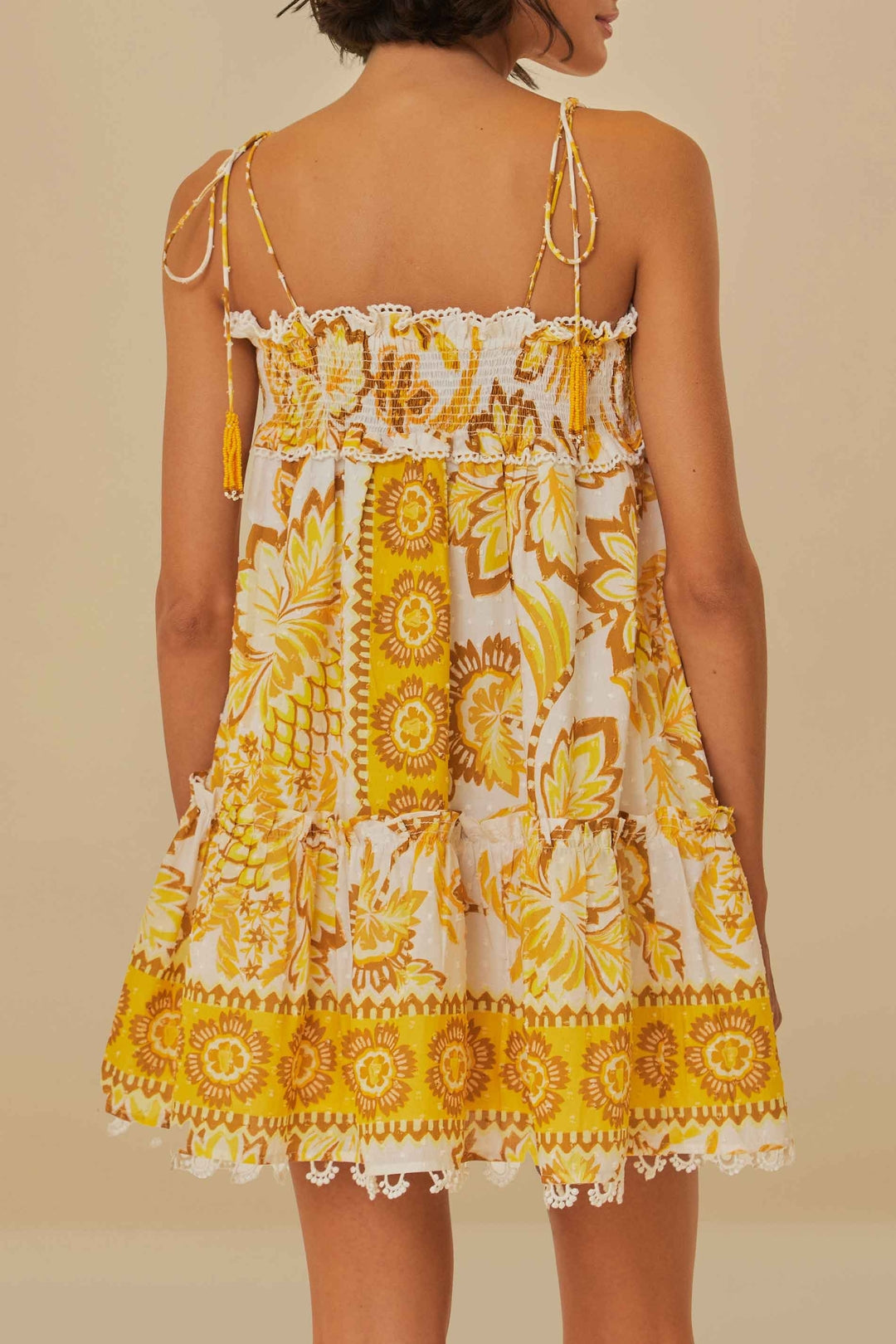 Robe courte Aura Floral en coton - Jaune