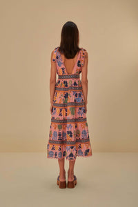 Robe midi Tapisserie Seashell en coton - Rose
