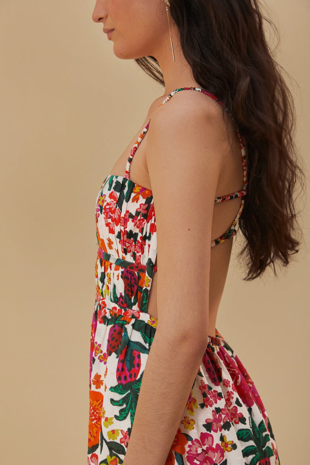 Robe midi Floral Sketch en coton - Multicolore