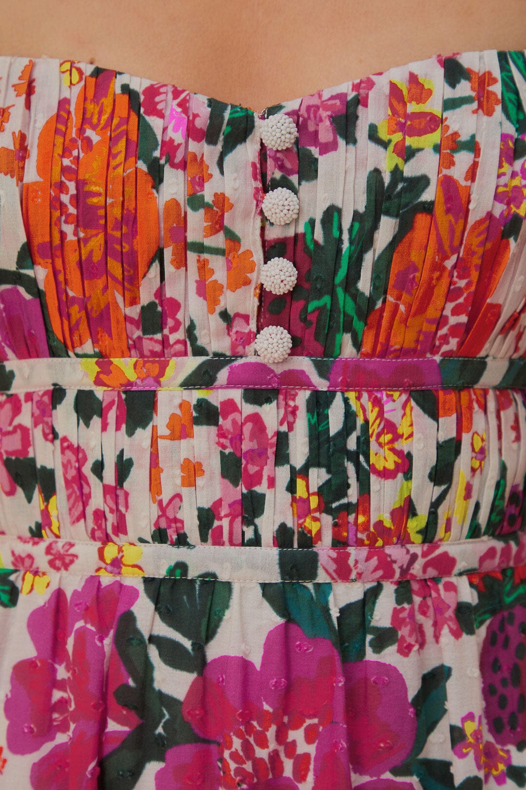 Robe midi Floral Sketch en coton - Multicolore