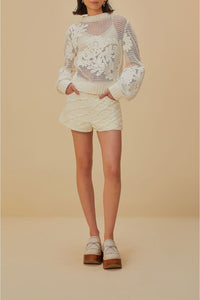 Short en crochet en coton - Blanc