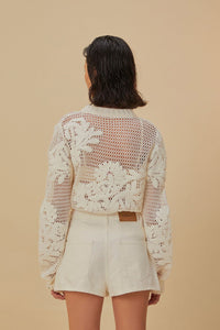 Short en crochet en coton - Blanc