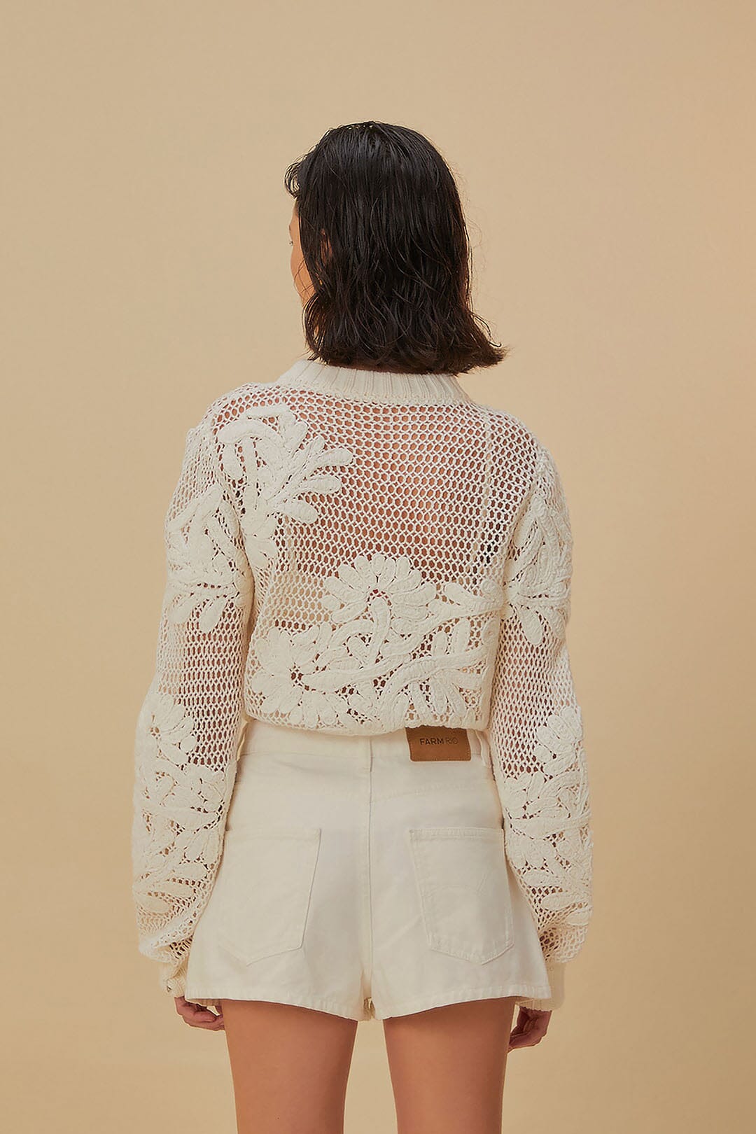 Short en crochet en coton - Blanc