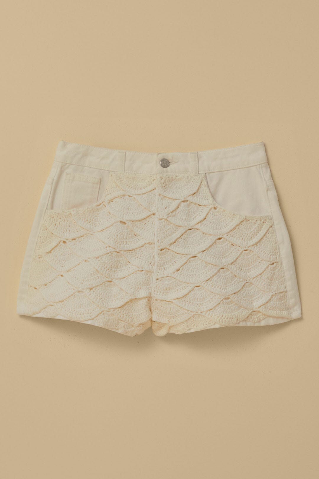 Short en crochet en coton - Blanc