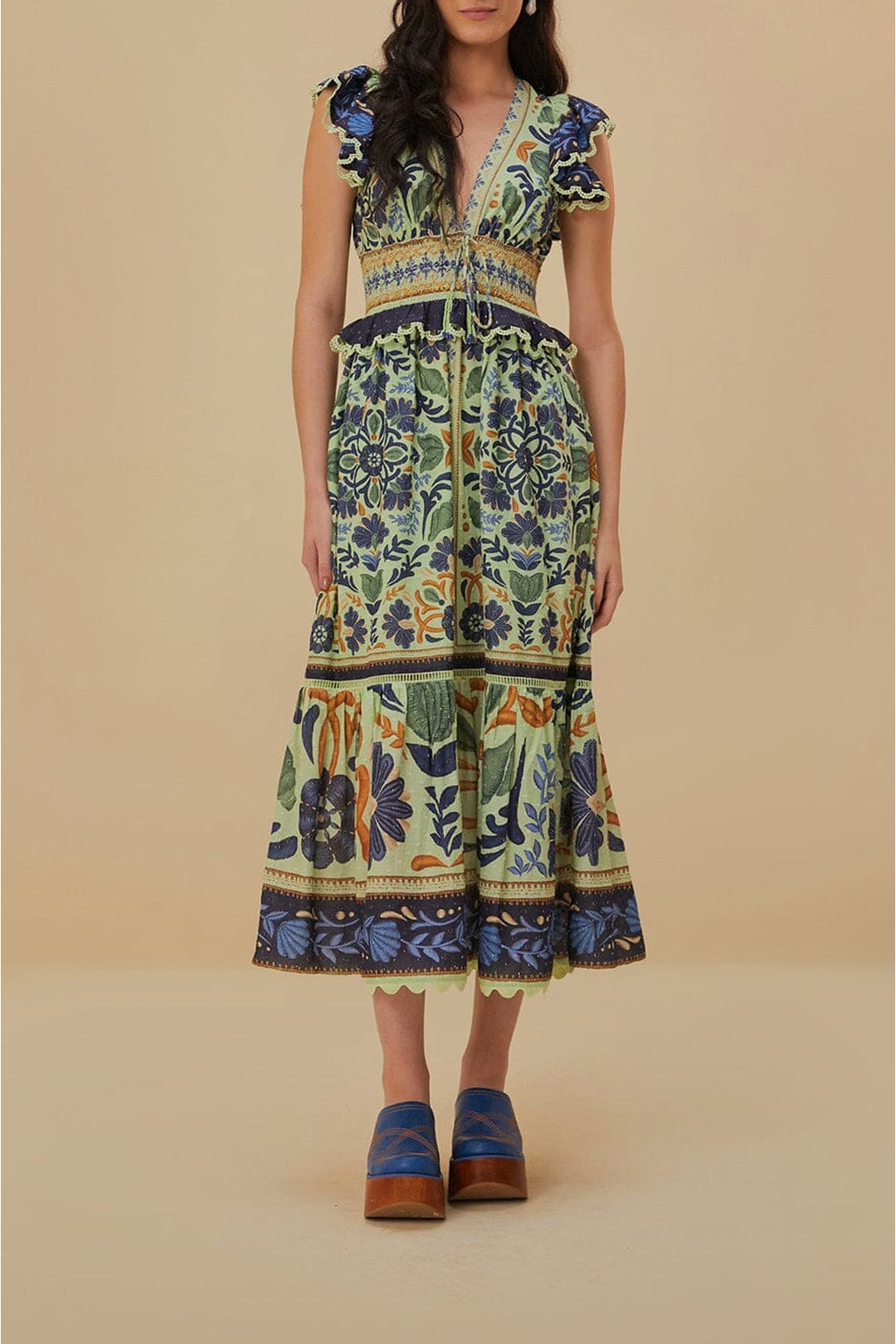 Robe longue Ocean Tapestry en coton - Vert