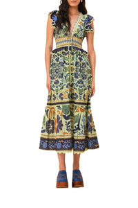 Robe longue Ocean Tapestry en coton - Vert