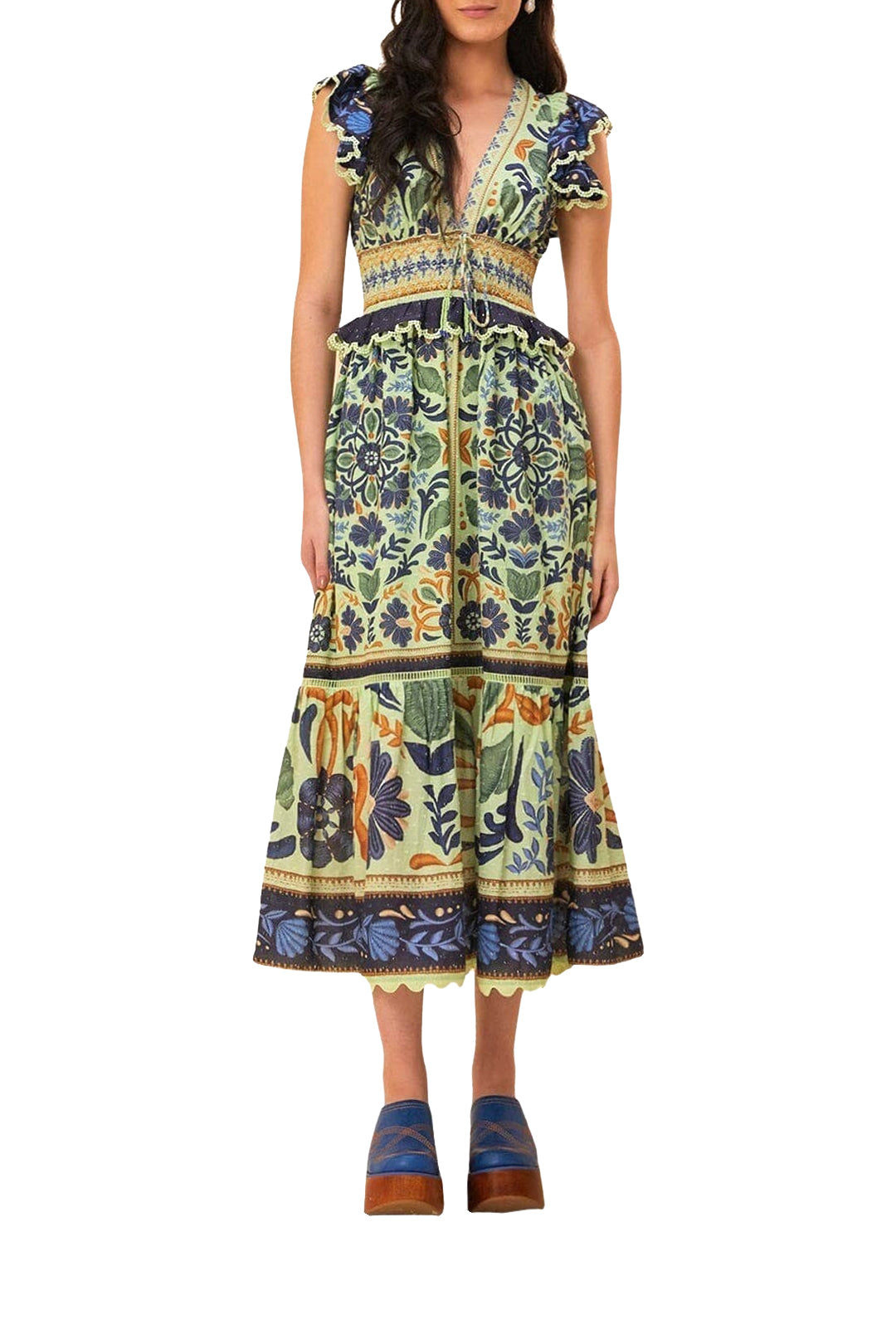 Robe longue Ocean Tapestry en coton - Vert