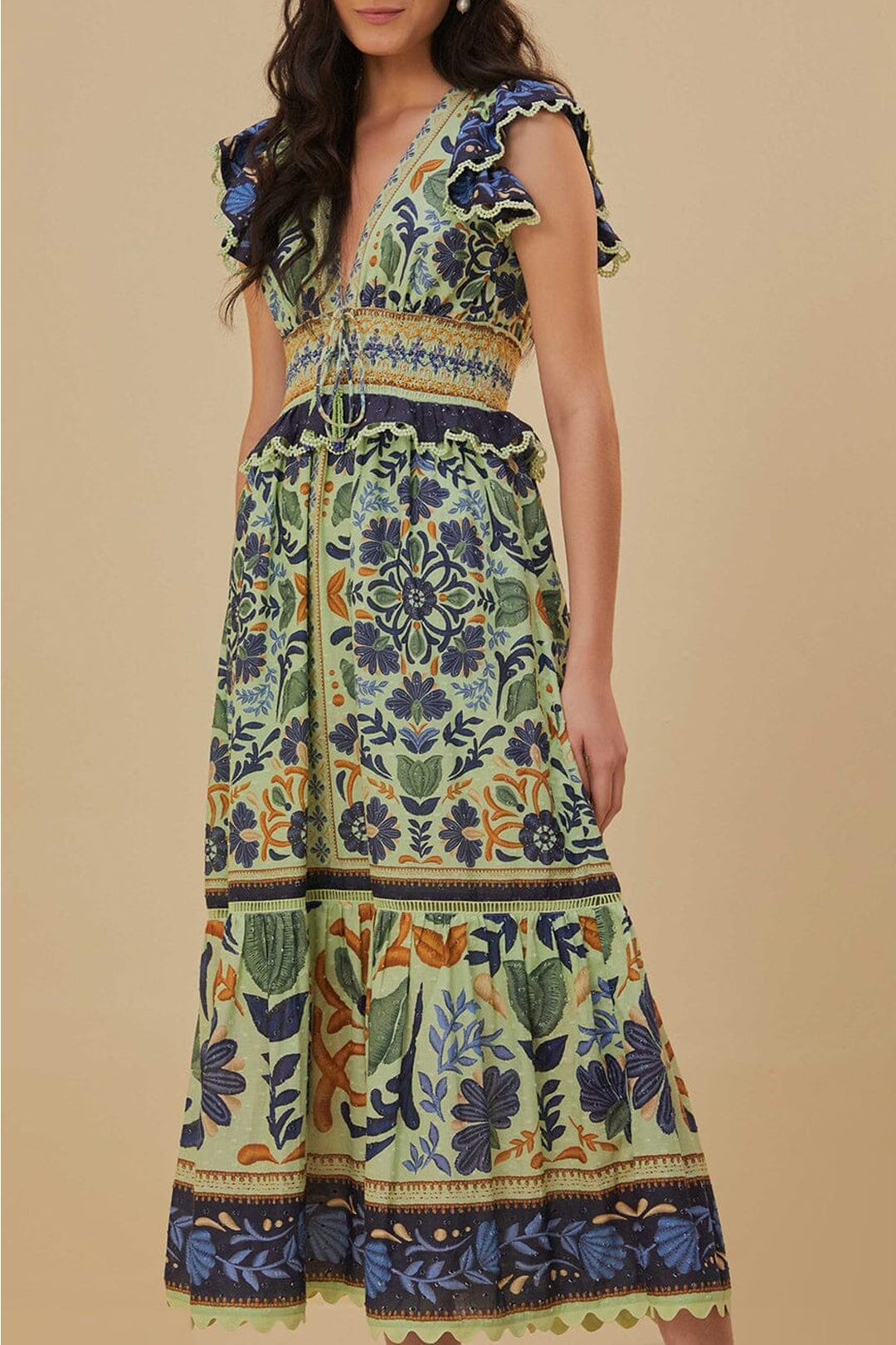 Robe longue Ocean Tapestry en coton - Vert