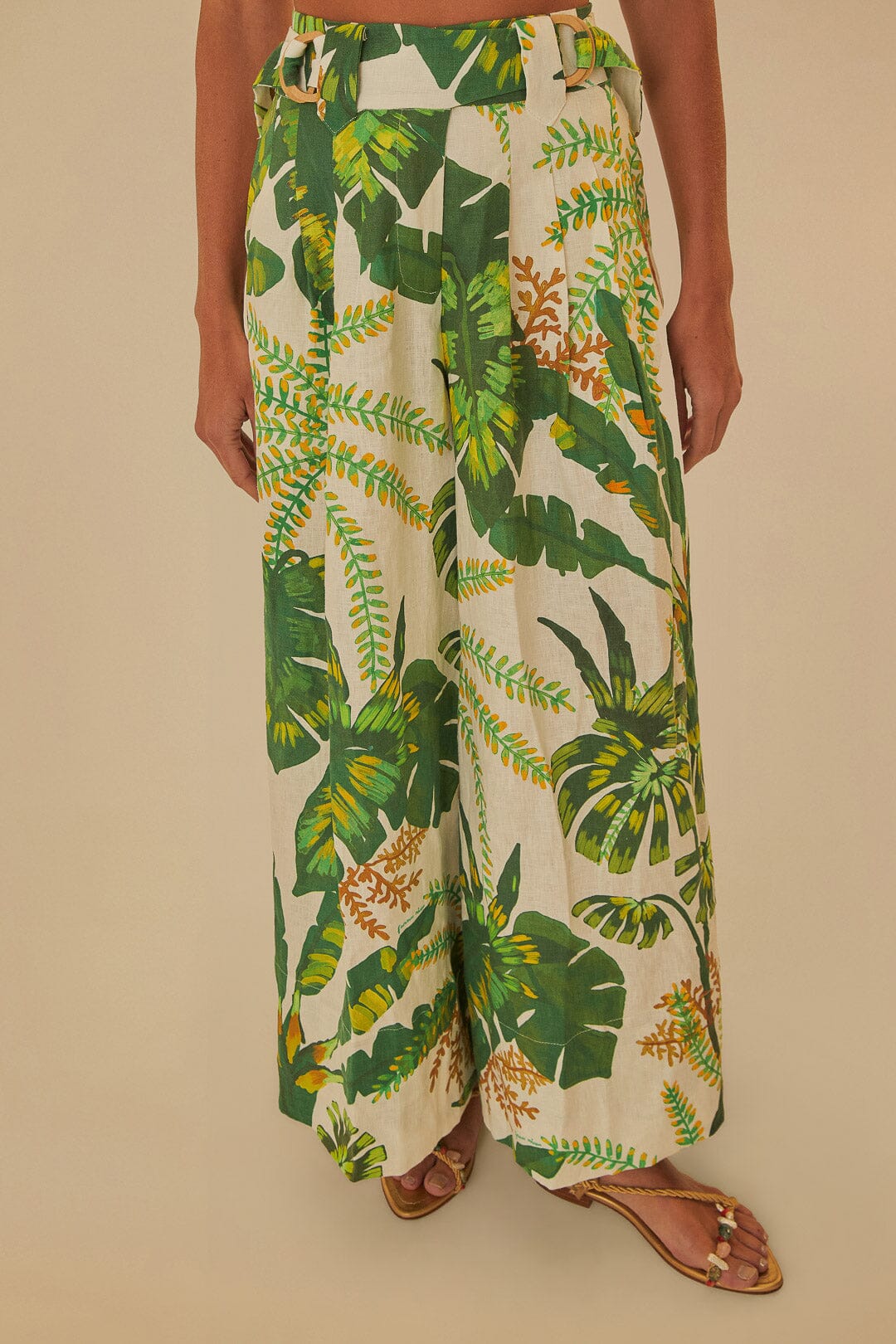 Pantalon Tropical Forest en lin - Vert